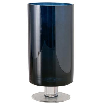 Visuel 1 du produit Photophore en verre laqué bleu Indigo - Ø 12 x H 25 cm