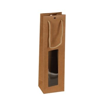 Visuel 1 du produit Sac de rangement pour bouteille coloris marron en papier kraft Atlanta - 11 x 9 x 39 cm