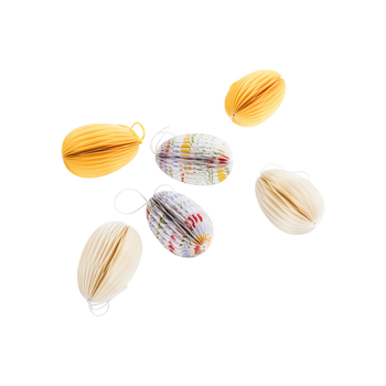 Visuel 1 du produit Œufs décoratifs à suspendre en papier multicolores x 6 - Ø 4,5 x H 7 cm