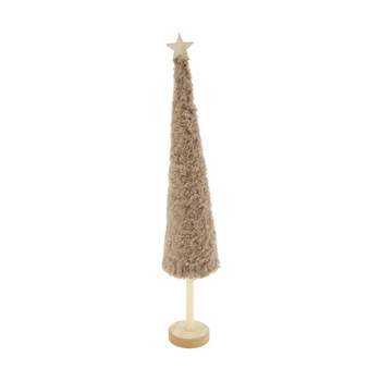 Visuel 1 du produit Arbre de Noël sur pied avec tissu brun Teddy - Ø 7 x H 37 cm