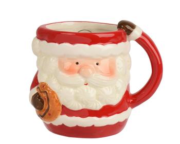 Visuel 1 du produit Mug Père Noël en dolomite rouge et blanc - 12,6 x 9 x 7 cm