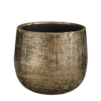 Visuel 1 du produit Cache-pot en céramique coloris bronze métallique Edelman Hollande Marcus – Ø 18 x H 16 cm