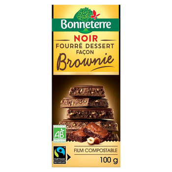 Visuel 1 du produit Chocolat noir fourré au brownie Bonneterre bio 100 g