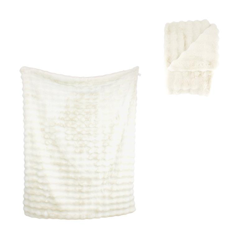 Visuel 1 du produit Plaid blanc cassé en polyester - 170 x 130 cm