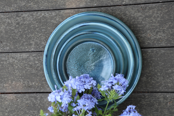 Visuel 1 du produit Soucoupe en terre cuite émaillée coloris bleu Les Poteries d'Albi - Ø 14 x H 2 cm