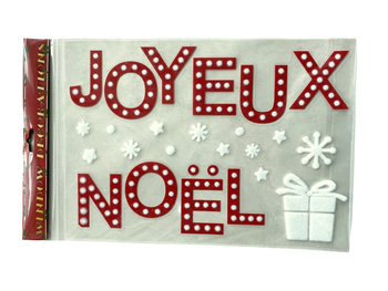 Visuel 1 du produit Sticker pères Noël floqués x4 rouge et blanc - 28,5 x 40 cm
