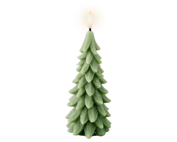 Visuel 1 du produit Bougie sapin vert imitation cire à LED blanc chaud pour intérieur - Ø 8 x H 19,3 cm
