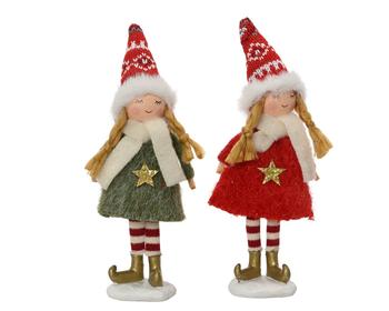 Visuel 1 du produit Lutin fille à bonnet rouge en polyester - 6 x 4 x 19 cm