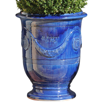 Visuel 1 du produit Vase Anduze tradition bleu en terre cuite émaillée H 68 x Ø 53 cm