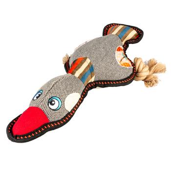 Visuel 1 du produit Jouet pour chien coloris gris en canevas canard Duvoplus - 33 x 13 x 6 cm