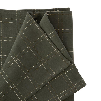 Visuel 1 du produit Nappe à carreaux en coton vert sapin et fils dorés - 250 x 150 cm