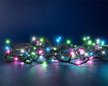 Visuel 1 du produit Guirlande lumineuse à 128 LED multicolore slow flash sur câble vert Flicker Light® - 8 m