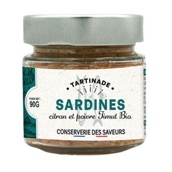 Visuel 1 du produit Tartinade bio de sardines au citron et poivre de Timut Conserverie des Saveurs - 90 g