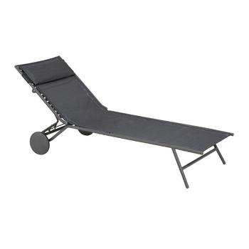 Visuel 1 du produit Bain de soleil Miami II Lafuma coloris gris structure en acier et toile en Batyline® - 77 x 184 x 76 cm