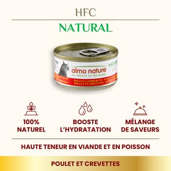 Visuel 1 du produit Pâtée pour chat HFC Natural au poulet et crevettes Almo Nature - 70 g