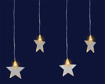 Visuel 1 du produit Stalactite lumineuse avec 10 étoiles à LED ambre sur câble argent connectable - 1,5 x 0,5 m