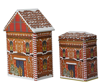 Visuel 1 du produit Boîte en forme de petite maison en métal brun - 10,5 x 6,5 x 16,2 cm