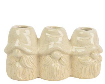 Visuel 1 du produit Soliflore 3 tiges forme lutins en porcelaine crème - 19,5 x 7,5 x 9,5 cm