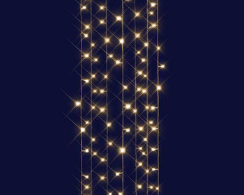 Visuel 1 du produit Rideau lumineux connectable x3 à 96 LED flash blanc chaud sur câble blanc Flicker - 2 x 2 m