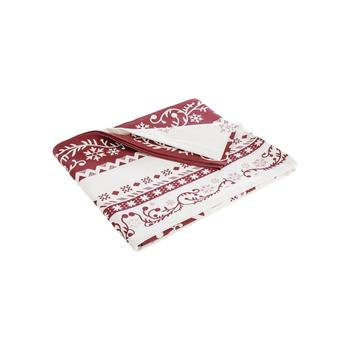 Visuel 1 du produit Nappe en coton ivoire et bordeaux à motif flocons - 250 x 150 cm