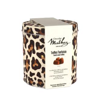 Visuel 1 du produit Truffes au caramel bio en boîte métal léopard Mathez - 250 g