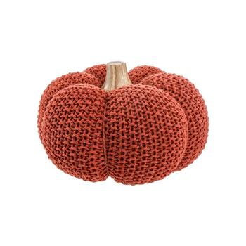 Visuel 1 du produit Citrouille décorative en bois et tissu orange vif - Ø 15 x H 12 cm