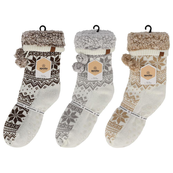 Visuel 1 du produit Chaussettes avec fourrure et pompons pour femme Apollo - taille unique