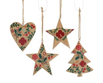Visuel 1 du produit Figurine de Noël en bois MDF avec motif rouge et vert - Ø 9 cm