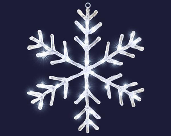 Visuel 1 du produit Flocon lumineux en acrylique à 30 micro-LED blanc froid et câble argent sur piles - Ø 36 cm