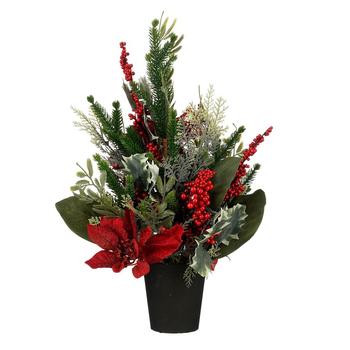 Visuel 1 du produit Composition de Noël de plantes artificielles vert et rouge Natalie - Ø 20 x H 45 cm