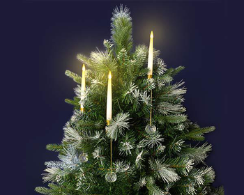 Visuel 1 du produit Ensemble de 10 bougies à LED blanc chaud animées effet flamme sur piles avec télécommande - Ø 1,5 x H 15,5 cm