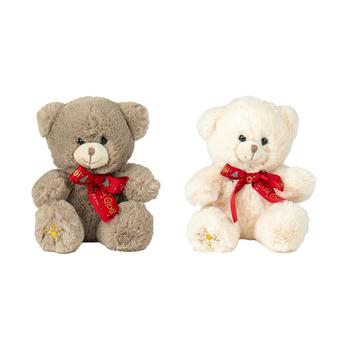 Visuel 1 du produit Peluche de Noël ours avec ruban joyeux Noël coloris multicolore Kalidou - H 25 cm