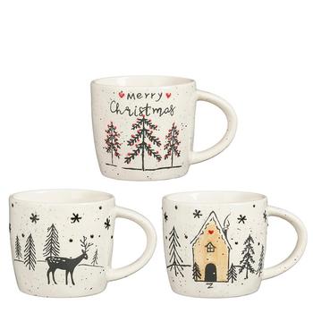 Visuel 1 du produit Mug en grès blanc avec motif paysage de Noël Mateo - 14 x 10 x 9 cm