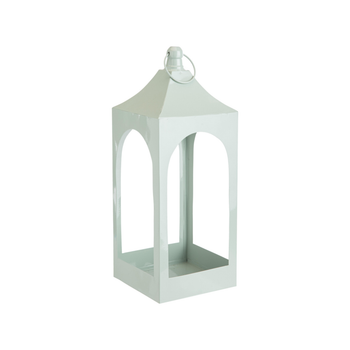 Visuel 1 du produit Lanterne carrée ajourée en métal vert d’eau petit modèle - 10 x 10 x 27 cm