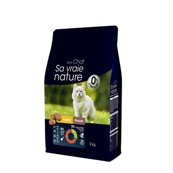 Visuel 1 du produit Croquette pour chat adulte stérilisé au lapin et au poulet Sa vraie nature - 2 kg