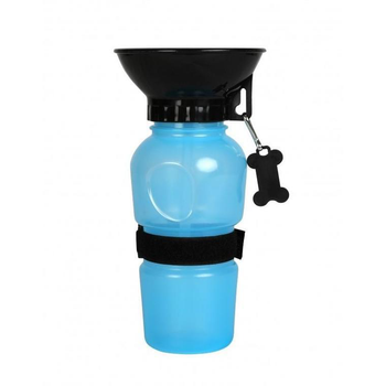 Visuel 1 du produit Gourde avec bol intégré bleue pour chien Wouapy - 500 ml