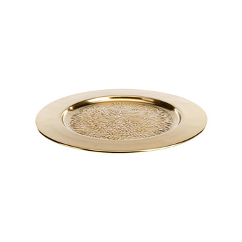 Visuel 1 du produit Plateau rond en métal doré martelé - Ø 30 cm