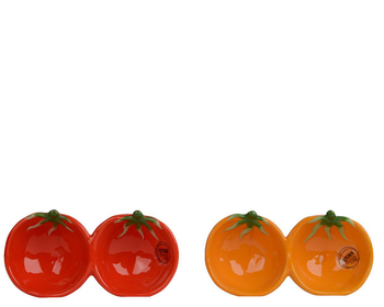 Visuel 1 du produit Assiette à tapas en dolomite colorée forme tomate - 9 x 17,4 x 4 cm
