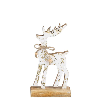 Visuel 1 du produit Décoration cerf blanc en bois blanc - 13 x 6 x 23 cm