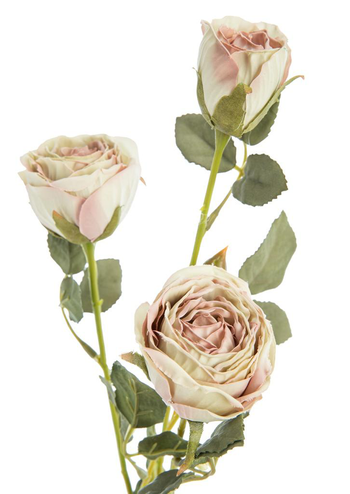 Visuel 1 du produit Fleur artificielle en papier tige avec 3 roses en bouton coloris blanc - H 61 cm