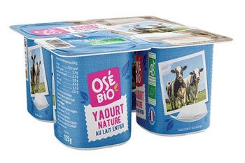 Visuel 1 du produit Yaourts nature au lait entier bio Osé Bio – 4 x 125 g