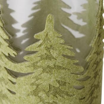 Visuel 1 du produit Photophore en verre avec décor en polyester vert forme sapin Foresty - Ø 8,5 x H 12 cm