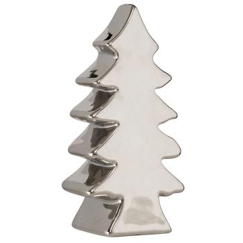 Visuel 1 du produit Sapin de Noël décoratif à poser en porcelaine argent Idea - 6,2 x 4 x 12 cm