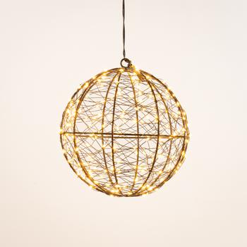 Visuel 1 du produit Décoration lumineuse de Noël boule micro LED blanc orangé flash minuterie variateur intérieur extérieur - Ø 18 cm