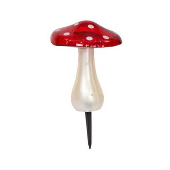 Visuel 1 du produit Balise solaire champignon magique coloris rouge en plastique effet blanc froid -  Ø 18 x 23 cm