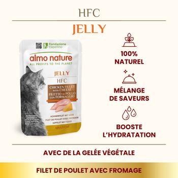 Visuel 1 du produit Pâtée pour chat HFC Jelly au filet de poulet et fromage Almo Nature - 55 g