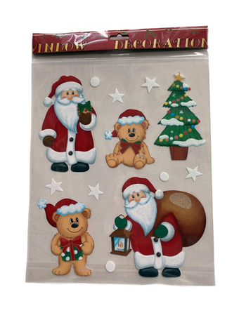 Visuel 1 du produit Sticker Joyeux Noël floqué rouge et blanc - 28,5 x 40 cm