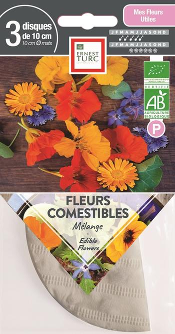 Visuel 1 du produit Ronds présemés de fleurs comestibles bio série 5 Ernest Turc - les 3 ronds de 10 cm