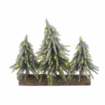 Visuel 1 du produit Set 3 sapins lumineux LED à lumière fixe blanc chaud à piles - 27 cm