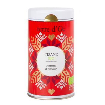 Visuel 1 du produit Tisane bio pomme d’amour en boite métal rouge Terre d’Oc Lutins Farceurs - 80 g